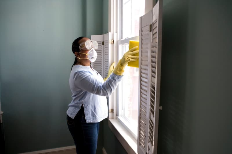 Pest control technician treating home exterior in Florida
